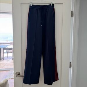 MAJE Navy Blue Wide-Leg High Rise Track style pants